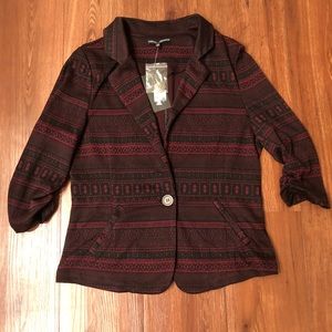 Maroon & black quarter length sleeve blazer size S